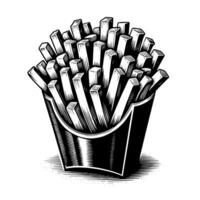 Black and white illustration of french Fries vector