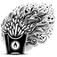 Black and white illustration of french Fries vector