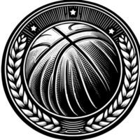 Black and white illustration of a single Basketball vector