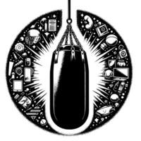 Black and white illustration of a Punching Bag vector