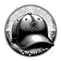 negro y blanco ilustración de un soltero béisbol gorra vector