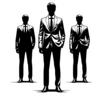 Black and white illustration of a pair of male Business Suit vector