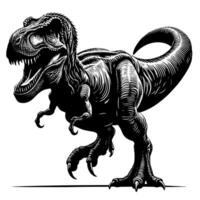 Black and white illustration of a TRex Dinosaur vector