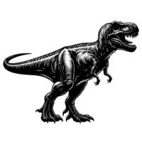 Black and white illustration of a TRex Dinosaur vector