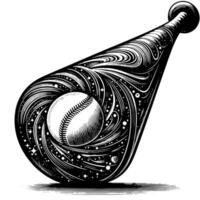 Black and white illustration of a single baseball bat vector