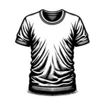 Black and white illustration of a white T-Shirt vector