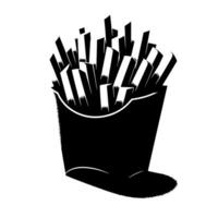 Black and white illustration of french Fries vector