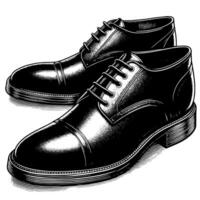 Black and white illustration of a pair of male Leather Shoes vector