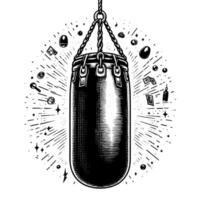 Black and white illustration of a Punching Bag vector