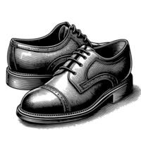 Black and white illustration of a pair of male Leather Shoes vector