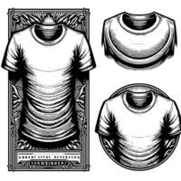 Black and white illustration of a white T-Shirt vector