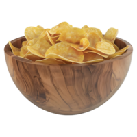 3d Renderização do uma frito batatas fatias dentro uma tigela em transparente fundo png