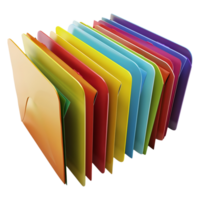 3D Rendering of a Colorful Files for Office on Transparent Background png