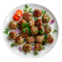 3d le rendu de une Boulettes de viande dans une assiette sur transparent Contexte png