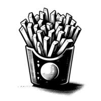 negro y blanco ilustración de francés papas fritas vector
