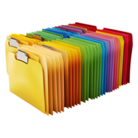 3D Rendering of a Colorful Files for Office on Transparent Background png