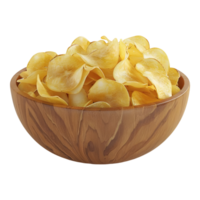 3d representación de un frito patatas rebanadas en un cuenco en transparente antecedentes png