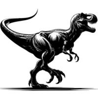 negro y blanco ilustración de un tirano saurio Rex dinosaurio vector