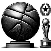 Black and white illustration of a single Basketball vector