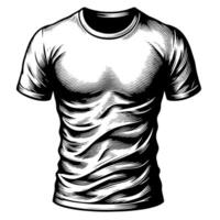 Black and white illustration of a white T-Shirt vector