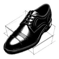 Black and white illustration of a pair of male Leather Shoes vector