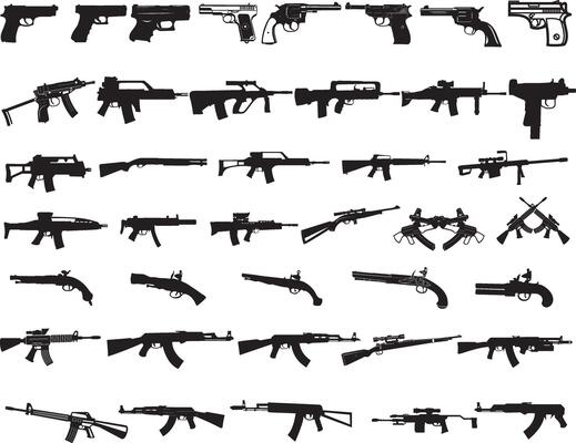 Guns, Military Weapon, Pistol, Weapon clipart, silhouette, cut file, cricut, decal file, digital file, stencil file