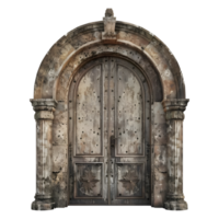 3d tolkning av en gammal främre dörr av slott på transparent bakgrund png