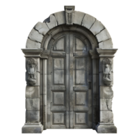 3d representación de un antiguo frente puerta de castillo en transparente antecedentes png