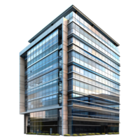 3D Rendering of a Glass Building Skyscraper on Transparent Background png