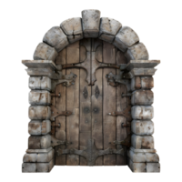 3D Rendering of a Ancient Front Door of Castle on Transparent Background png