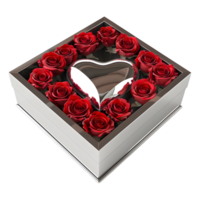 3D Rendering of a Heart in a Box full of Flowers on Transparent Background png