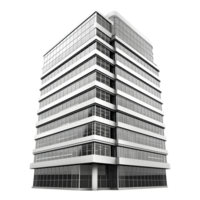 3d representación de un vaso edificio rascacielos en transparente antecedentes png