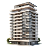 3d representación de un residencial edificio en transparente antecedentes png