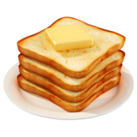 Stack of Breads with Butter on it on Transparent background png