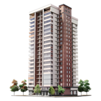 3d representación de un residencial edificio en transparente antecedentes png