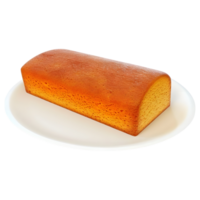 3D Rendering of a Fluffy Cake in a Plate on Transparent Background png