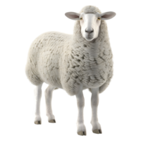3D Rendering of a Sheep Standing on Transparent Background png