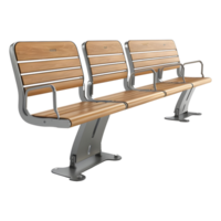 3D Rendering of a Wooden Public Bench on Transparent Background png