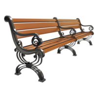3D Rendering of a Wooden Public Bench on Transparent Background png