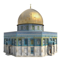 3D Rendering of a Dome of The Rock on Transparent Background png