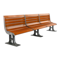 3D Rendering of a Wooden Public Bench on Transparent Background png