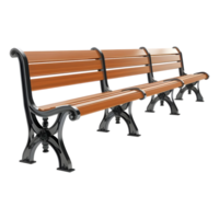 3D Rendering of a Wooden Public Bench on Transparent Background png
