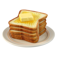 Stack of Breads with Butter on it on Transparent background png