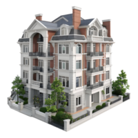 3D Rendering of a Residential Building on Transparent Background png