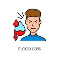 Anemia disease blood loss symptom color line icon vector