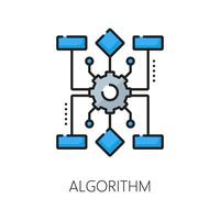 AI algorithm machine learning technology line icon vector