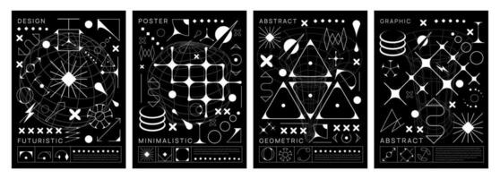 Brutal Y2K posters with abstract geometric shapes vector