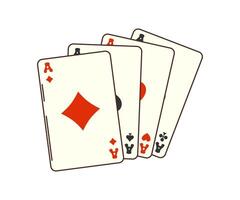 Four aces in deck of cards retro groovy elements vector