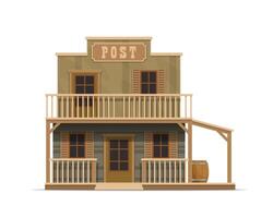 Western post office building of Wild West town vector