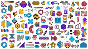 Abstract geometric memphis shapes and elements vector